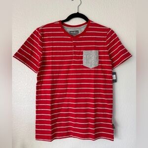 Eddie Bauer Red and White Striped Youth Henley Tee